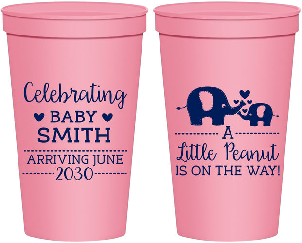 Personalized Baby Shower 22 oz Stadium Cups - Peanut On The Way | 90027