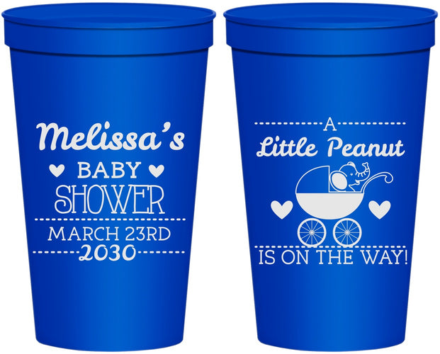 Personalized Baby Shower 22 oz Stadium Cups - Peanut On The Way | 90028