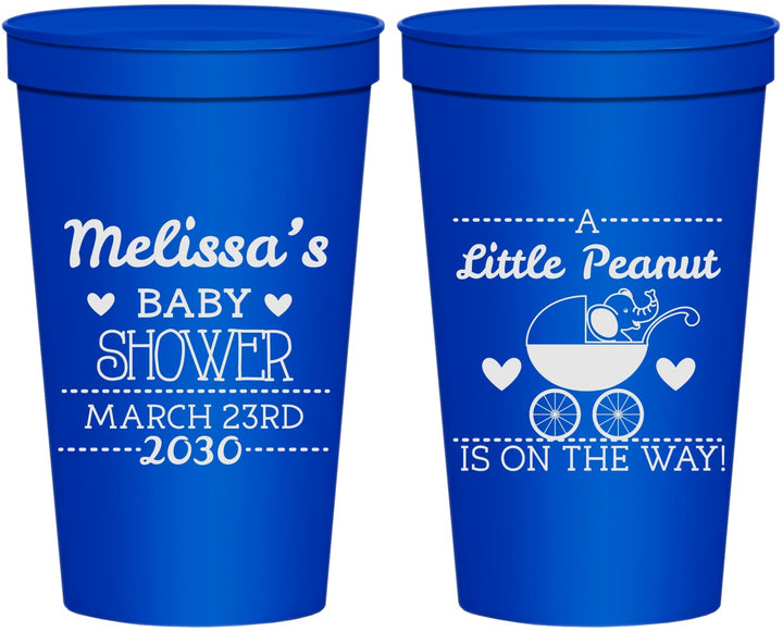 Personalized Baby Shower 22 oz Stadium Cups - Peanut On The Way | 90028