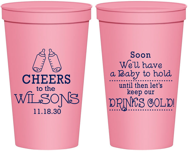 Personalized Baby Shower 22 oz Stadium Cups - Cheers Bottle | 90031