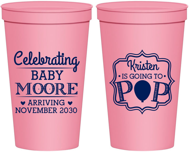 Personalized Baby Shower 22 oz Stadium Cups - Going To Pop | 90040