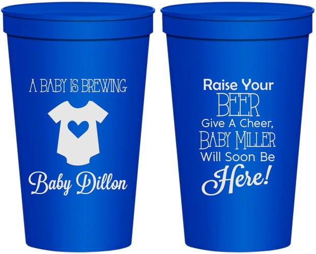 Personalized Baby Shower 22 oz Stadium Cups - Baby Is Brewing | 90041