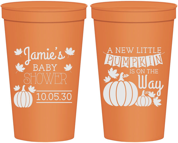Personalized Baby Shower 22 oz Stadium Cups - Pumpkin On The Way | 90042