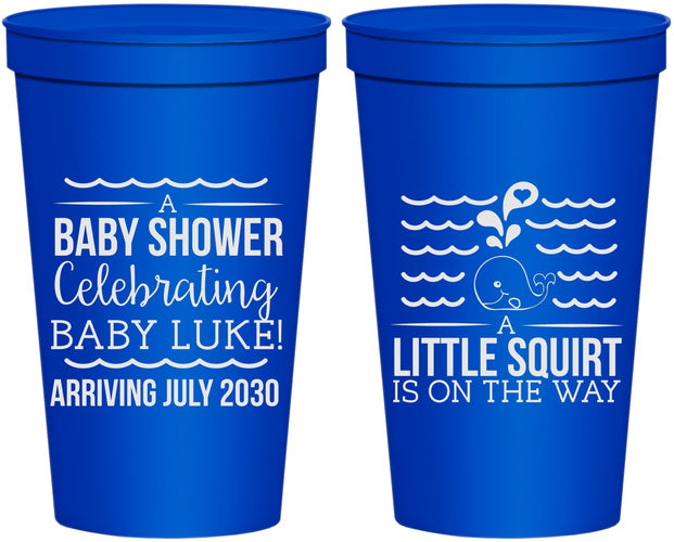 Personalized Baby Shower 22 oz Stadium Cups - Little Squirt On The Way | 90043