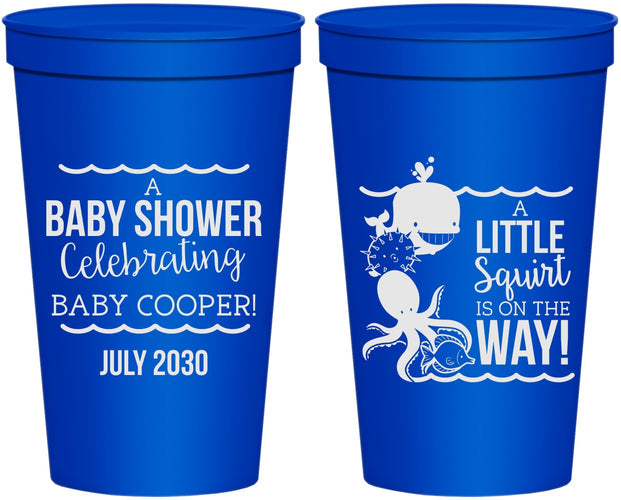 Personalized Baby Shower 22 oz Stadium Cups - Little Squirt On The Way | 90045