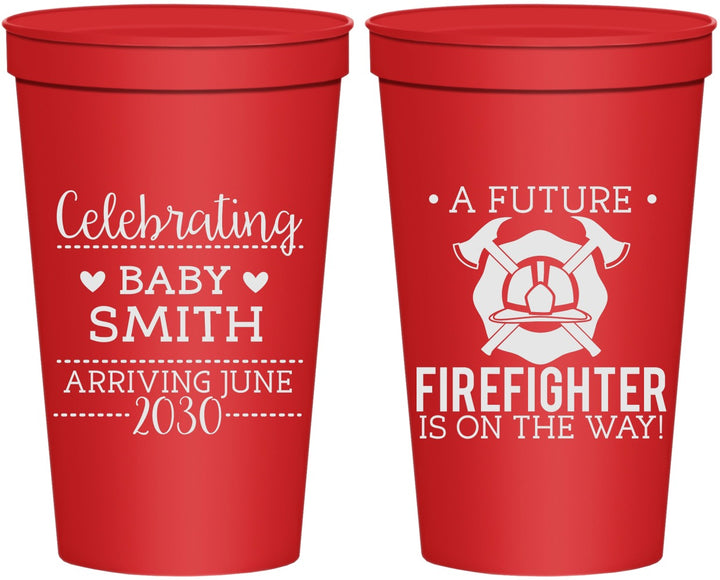 Personalized Baby Shower 22 oz Stadium Cups - Future Firefighter | 90048