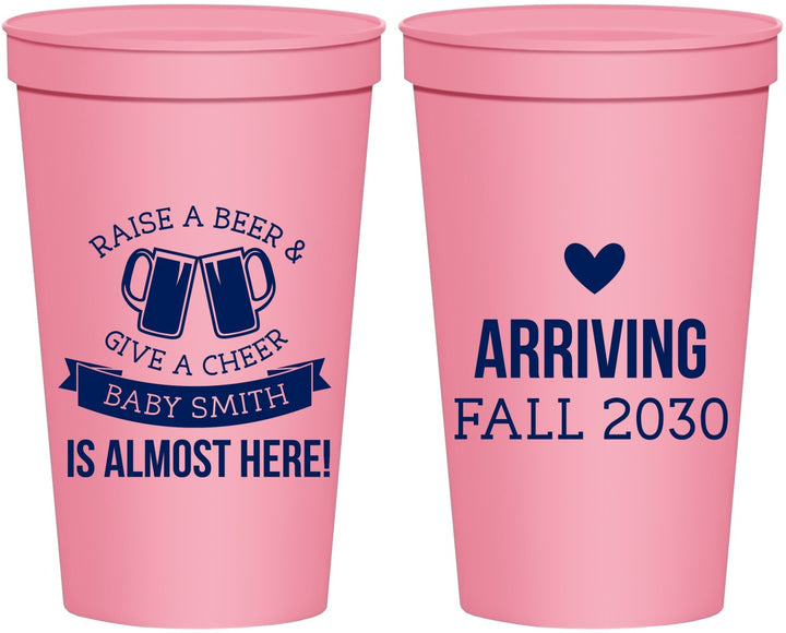 Personalized Baby Shower 22 oz Stadium Cups - Raise A Beer | 90049