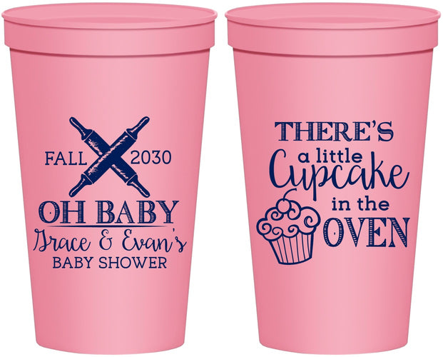 Personalized Baby Shower 22 oz Stadium Cups - Cupcake In The Oven | 90059