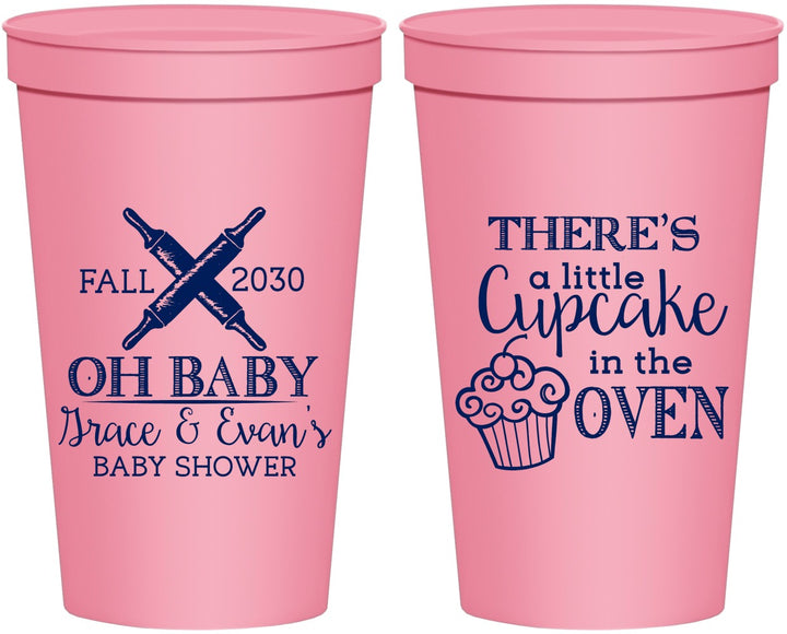 Personalized Baby Shower 22 oz Stadium Cups - Cupcake In The Oven | 90059