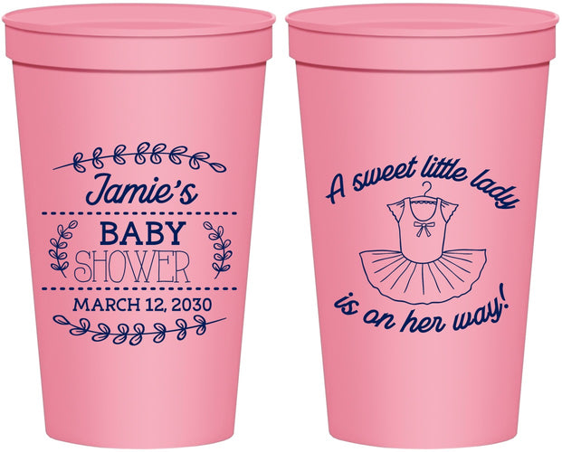 Personalized Baby Shower 22 oz Stadium Cups - Sweet Little Lady | 90061