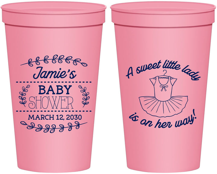 Personalized Baby Shower 22 oz Stadium Cups - Sweet Little Lady | 90061