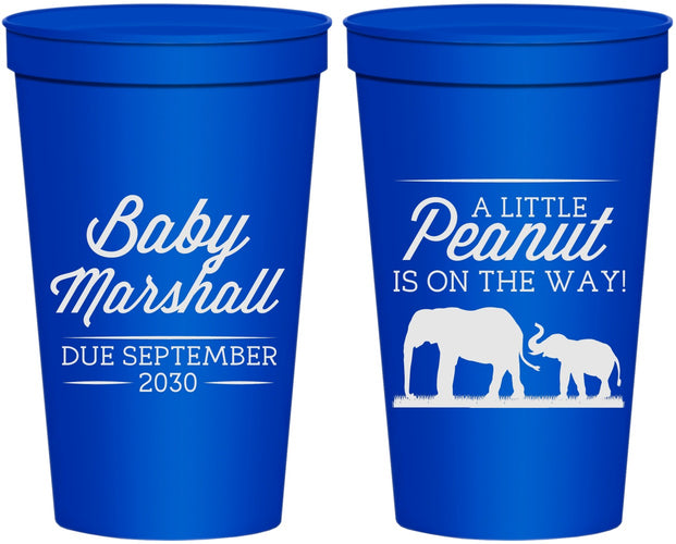 Personalized Baby Shower 22 oz Stadium Cups - Peanut On The Way | 90062
