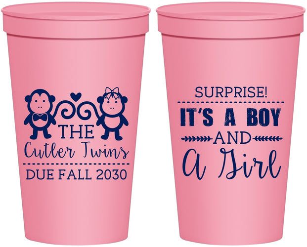 Personalized Baby Shower 22 oz Stadium Cups - Gender Reveal Boy Or Girl | 90063