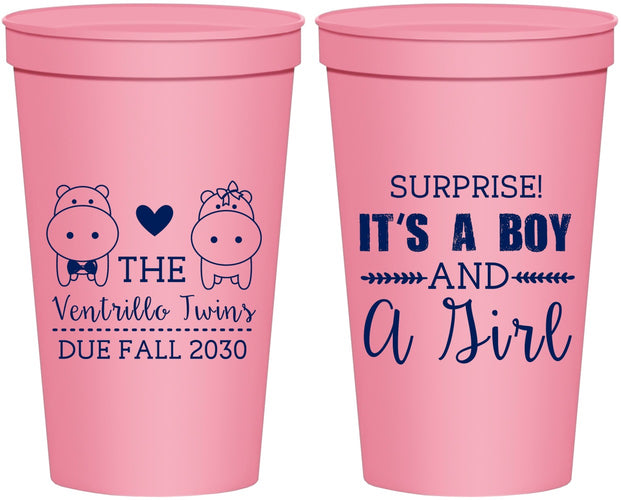 Personalized Baby Shower 22 oz Stadium Cups - Gender Reveal Boy Or Girl | 90064