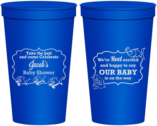 Personalized Baby Shower 22 oz Stadium Cups - Fish | 90075