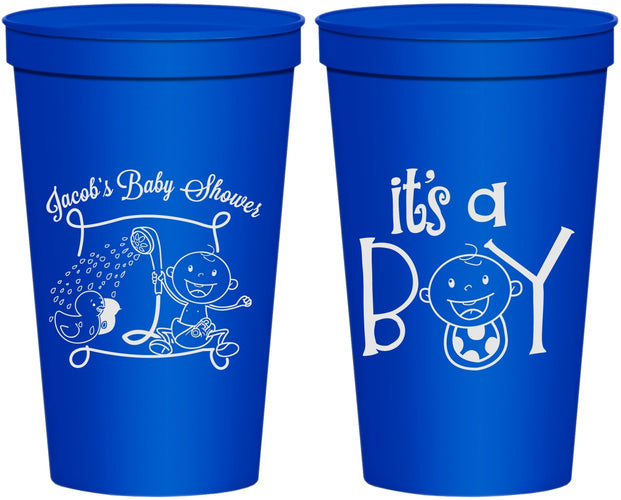 Personalized Baby Shower 22 oz Stadium Cups - It’s A Boy | 90076