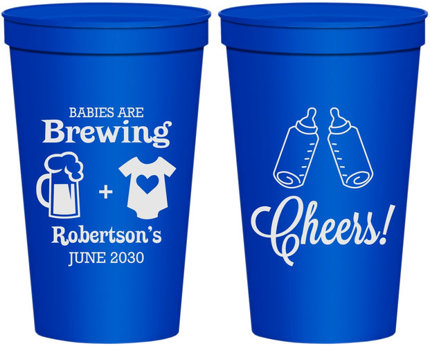 Personalized Baby Shower 22 oz Stadium Cups - Babies Are Brewing | 90080
