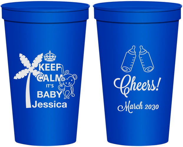 Personalized Baby Shower 22 oz Stadium Cups - Baby Monkey | 90082
