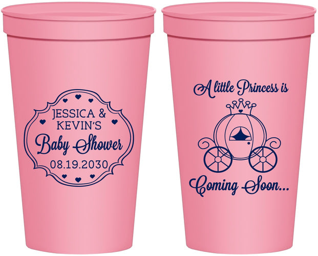 Personalized Baby Shower 22 oz Stadium Cups - Princess Coming Soon | 90085