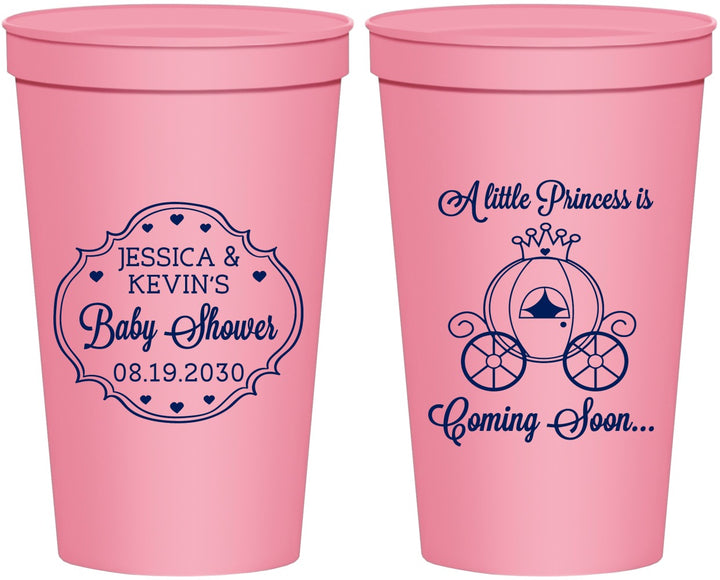 Personalized Baby Shower 22 oz Stadium Cups - Princess Coming Soon | 90085