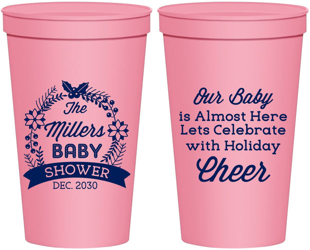 Personalized Baby Shower 22 oz Stadium Cups - Holiday | 90086