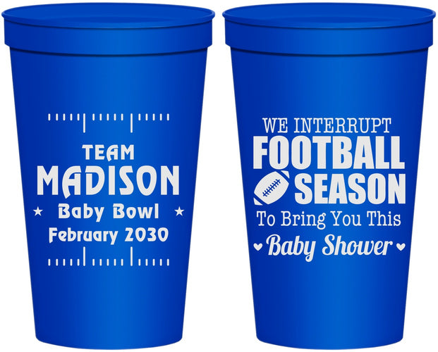 Personalized Baby Shower 22 oz Stadium Cups - Football | 90091