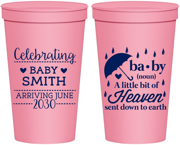Personalized Baby Shower 22 oz Stadium Cups - Little Bit Of Heaven | 90095