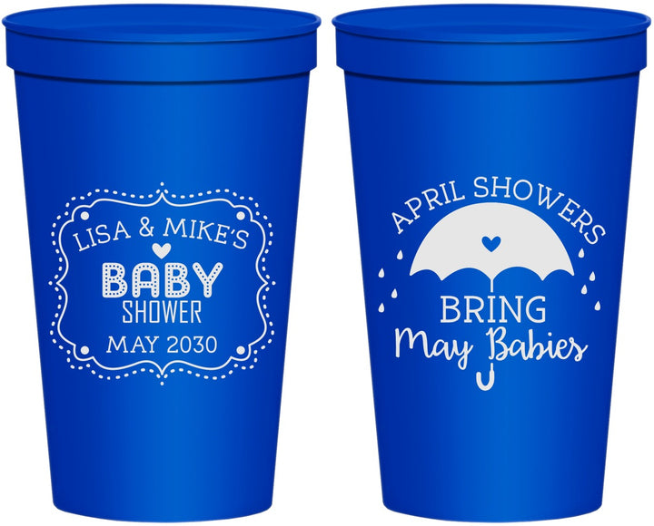 Personalized Baby Shower 22 oz Stadium Cups - April Showers May Babies | 90096
