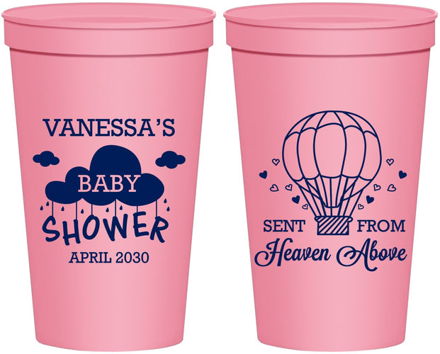 Personalized Baby Shower 22 oz Stadium Cups - Hot Air Balloon | 90097