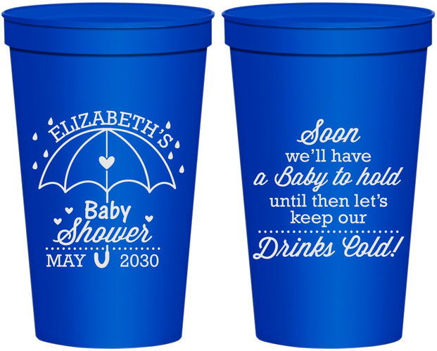 Personalized Baby Shower 22 oz Stadium Cups - April Showers May Babies | 90098