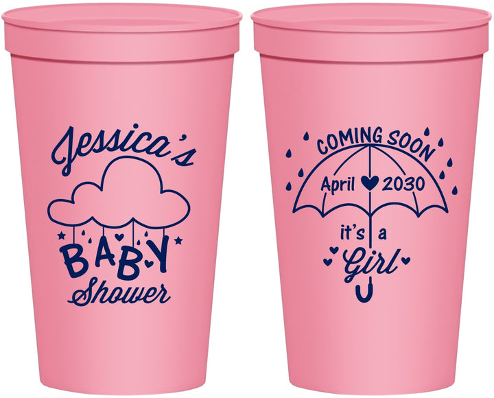 Personalized Baby Shower 22 oz Stadium Cups - April Showers May Babies | 90099