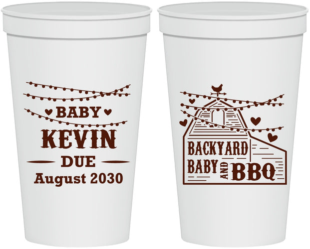 Personalized Baby Shower 22 oz Stadium Cups - Baby And Bbq | 90101