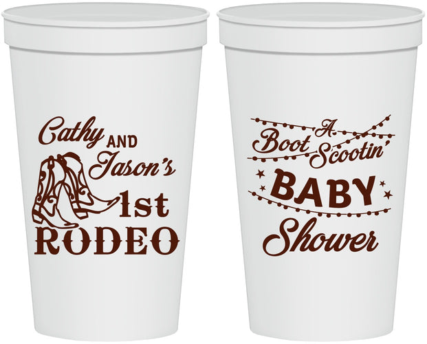 Personalized Baby Shower 22 oz Stadium Cups - Rodeo Boot Scootin | 90103