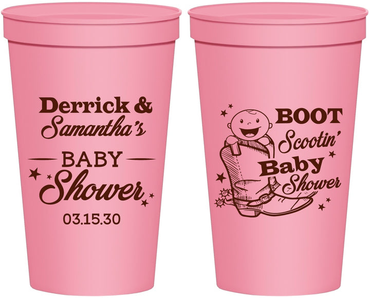 Personalized Baby Shower 22 oz Stadium Cups - Boot Scootin | 90106