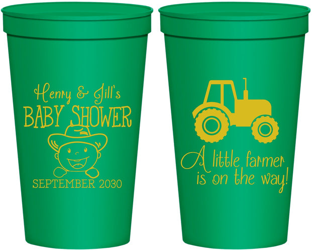Personalized Baby Shower 22 oz Stadium Cups - Little Farmer | 90108