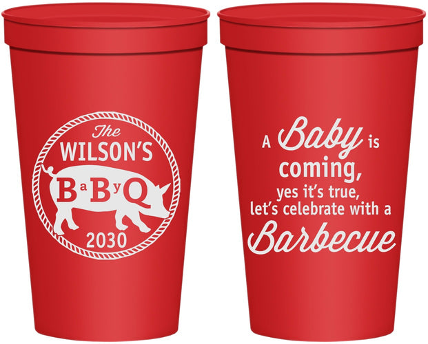 Personalized Baby Shower 22 oz Stadium Cups - Bbq | 90110
