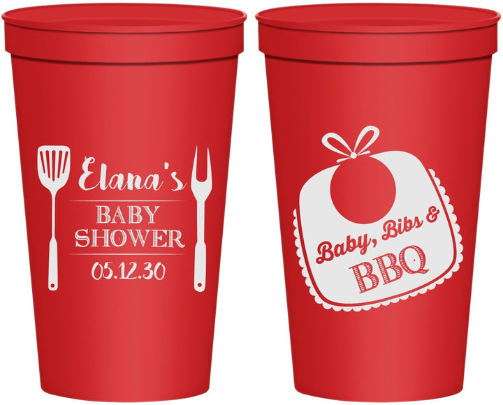Personalized Baby Shower 22 oz Stadium Cups - Beers Bbq Babies | 90114