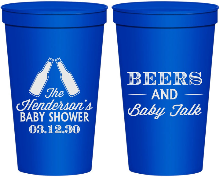 Personalized Baby Shower 22 oz Stadium Cups - Beers And Baby Talk | 90117