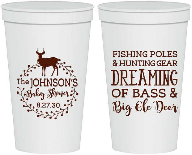 Personalized Baby Shower 22 oz Stadium Cups - Fishing Hunting | 90119