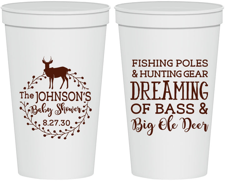 Personalized Baby Shower 22 oz Stadium Cups - Fishing Hunting | 90119