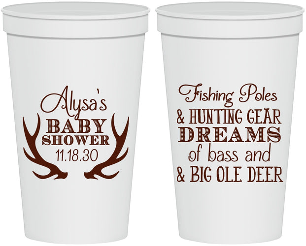Personalized Baby Shower 22 oz Stadium Cups - Bass Deer | 90120