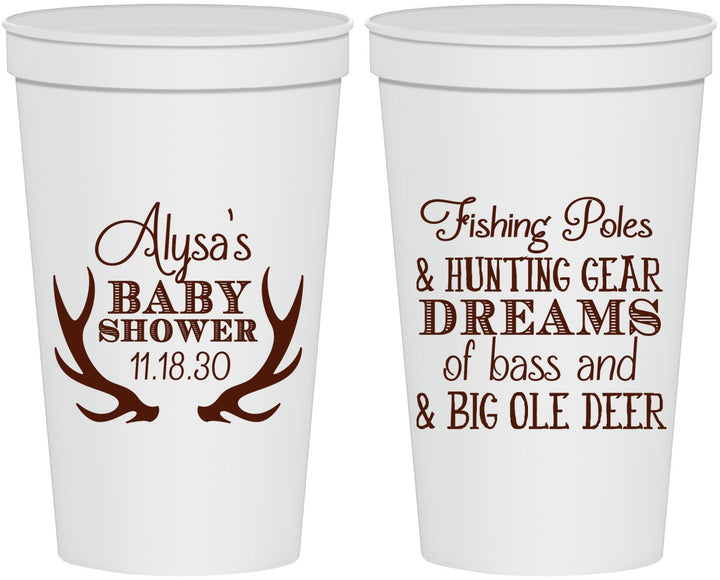 Personalized Baby Shower 22 oz Stadium Cups - Bass Deer | 90120