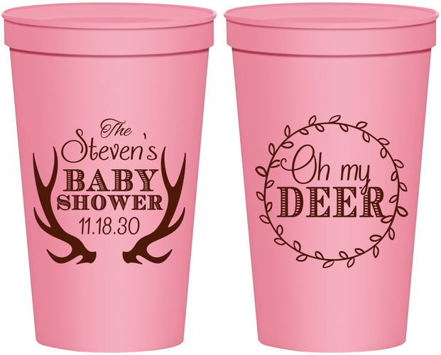 Personalized Baby Shower 22 oz Stadium Cups - Oh My Deer Christmas | 90121