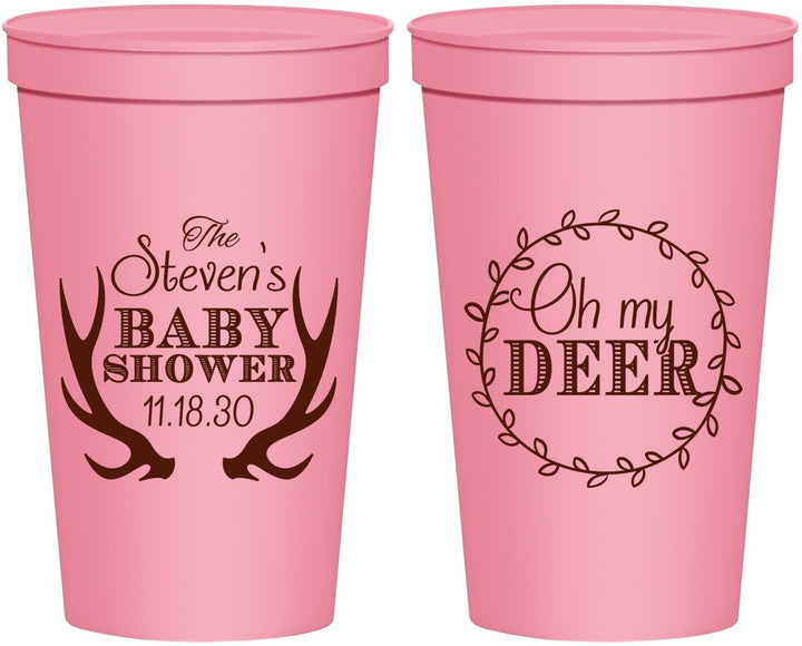 Personalized Baby Shower 22 oz Stadium Cups - Oh My Deer Christmas | 90121