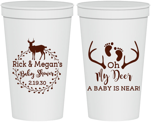 Personalized Baby Shower 22 oz Stadium Cups - Oh My Deer | 90123