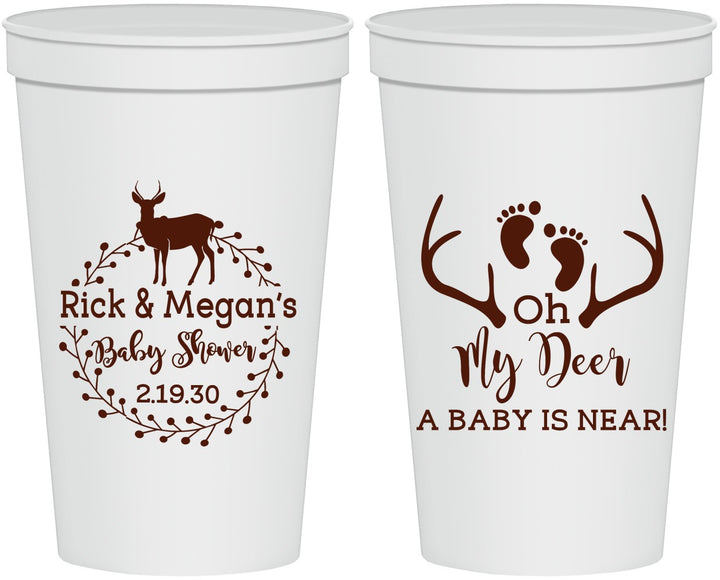 Personalized Baby Shower 22 oz Stadium Cups - Oh My Deer | 90123