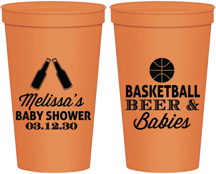 Personalized Baby Shower 22 oz Stadium Cups - Basketball Beer Babies | 90134