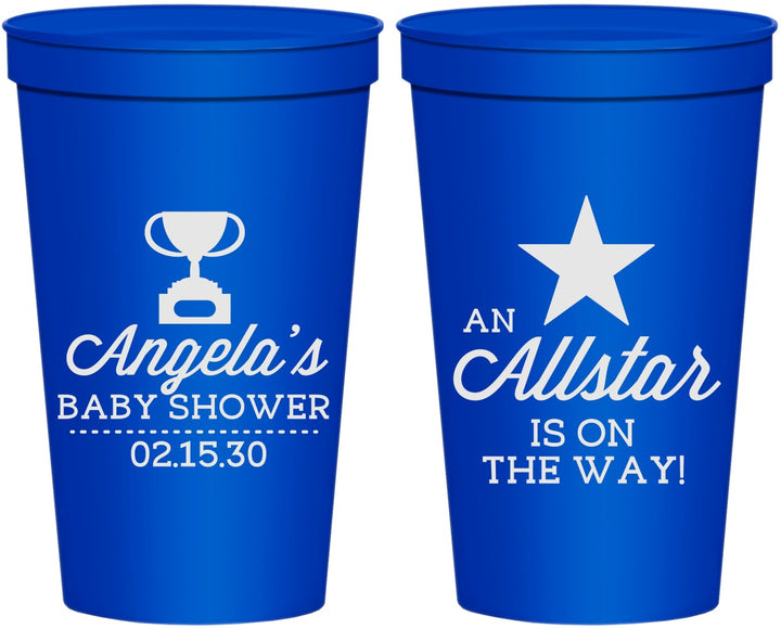Personalized Baby Shower 22 oz Stadium Cups - Allstar On The Way | 90140