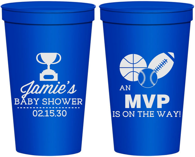 Personalized Baby Shower 22 oz Stadium Cups - Sports Mvp | 90141