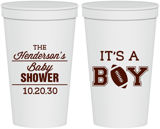 Personalized Baby Shower 22 oz Stadium Cups - Football | 90142
